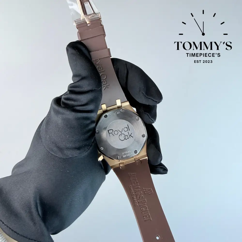 AAA+ Royal Oak Chronograph, 41mm Brown "Grande Tapisserie" Dial - Rubber Strap - Image 4