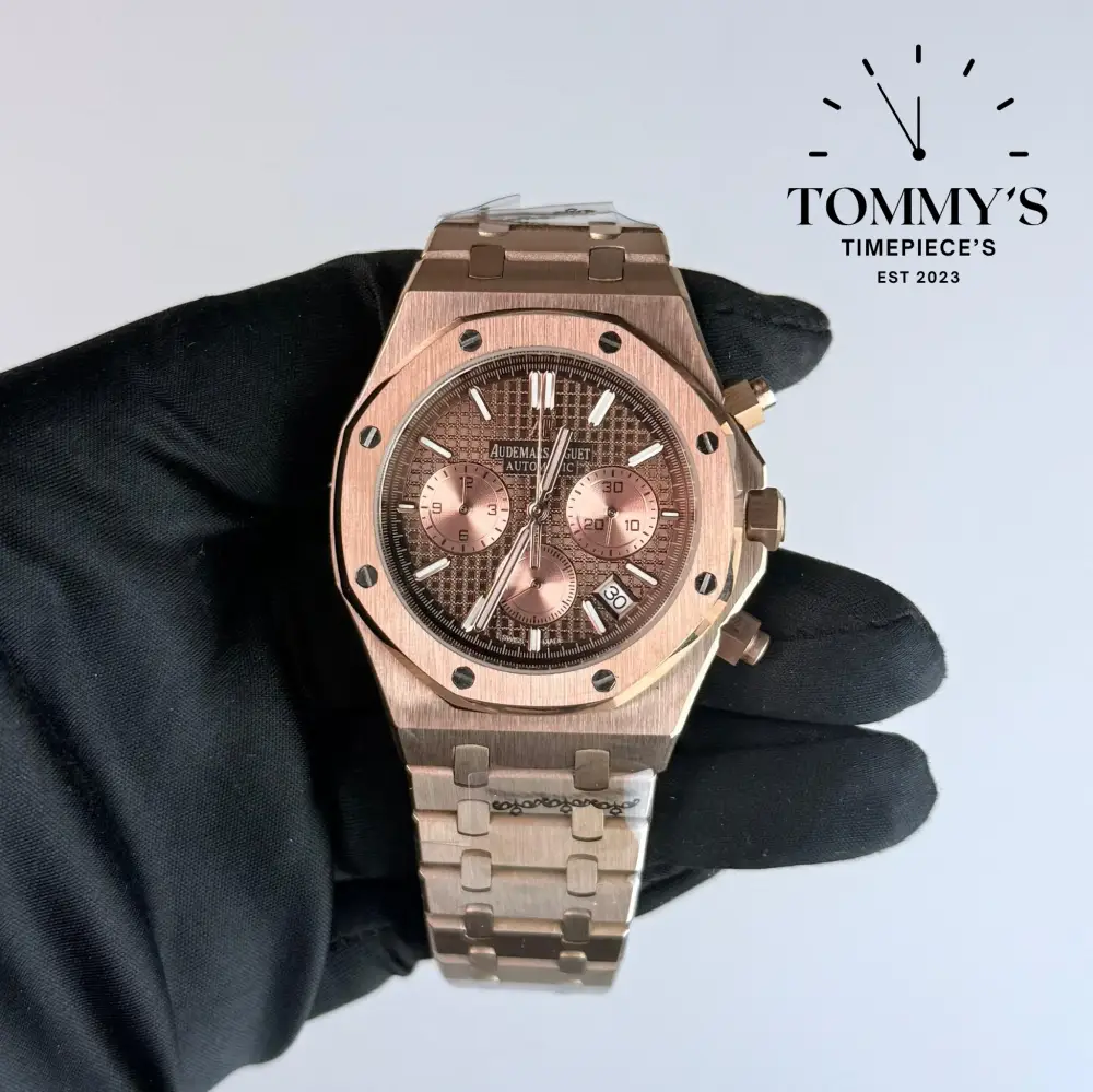 AAA+ Royal Oak Chronograph, 41mm Brown "Grande Tapisserie" Dial-Steel Bracelet