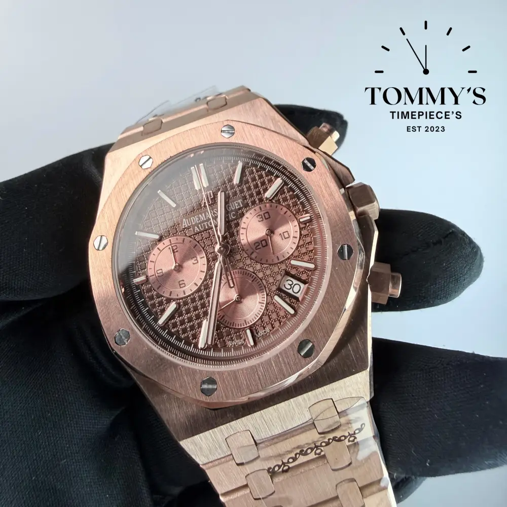 AAA+ Royal Oak Chronograph, 41mm Brown "Grande Tapisserie" Dial-Steel Bracelet - Image 2