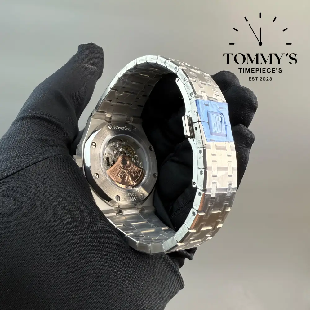 AAA+ Royal Oak (Skeleton), 41mm Black Skeleton Dial-Stainless Steel Bracelet (Silver Bezel) - Image 4