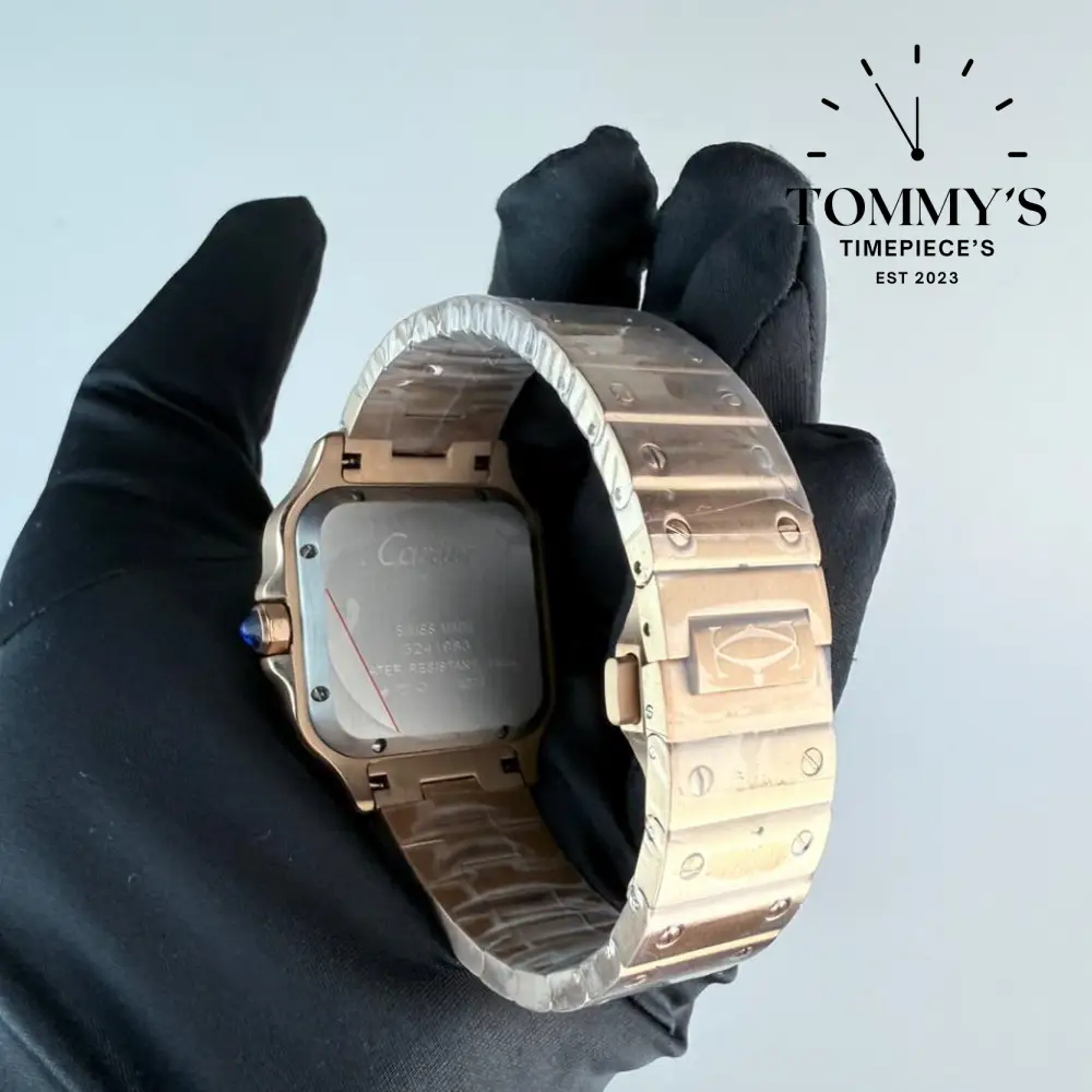 AAA+ Santos (Large Model) 39.8mm White Dial-Stainless Steel Bracelet (Rose Gold) - Image 3