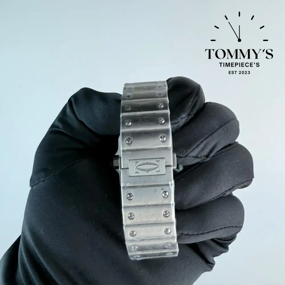 AAA+ Santos (Large Model) 39.8mm Skeleton Dial-Stainless Steel Bracelet (Dark Blue Bezel) - Image 6