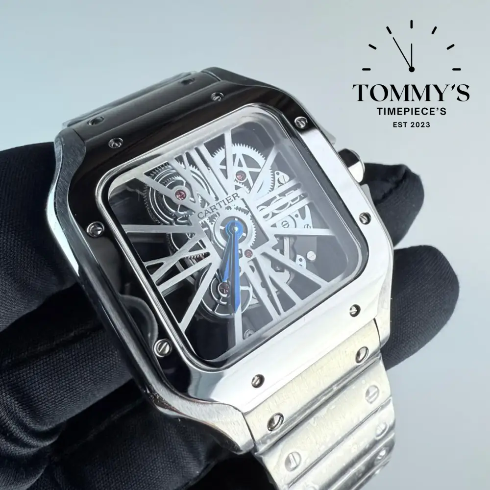 AAA+ Santos (Medium Model), 39.8mm Skeleton Dial-Stainless Steel Bracelet - Image 2