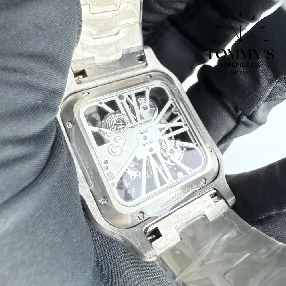 AAA+ Santos (Medium Model), 39.8mm Skeleton Dial-Stainless Steel Bracelet - Image 3