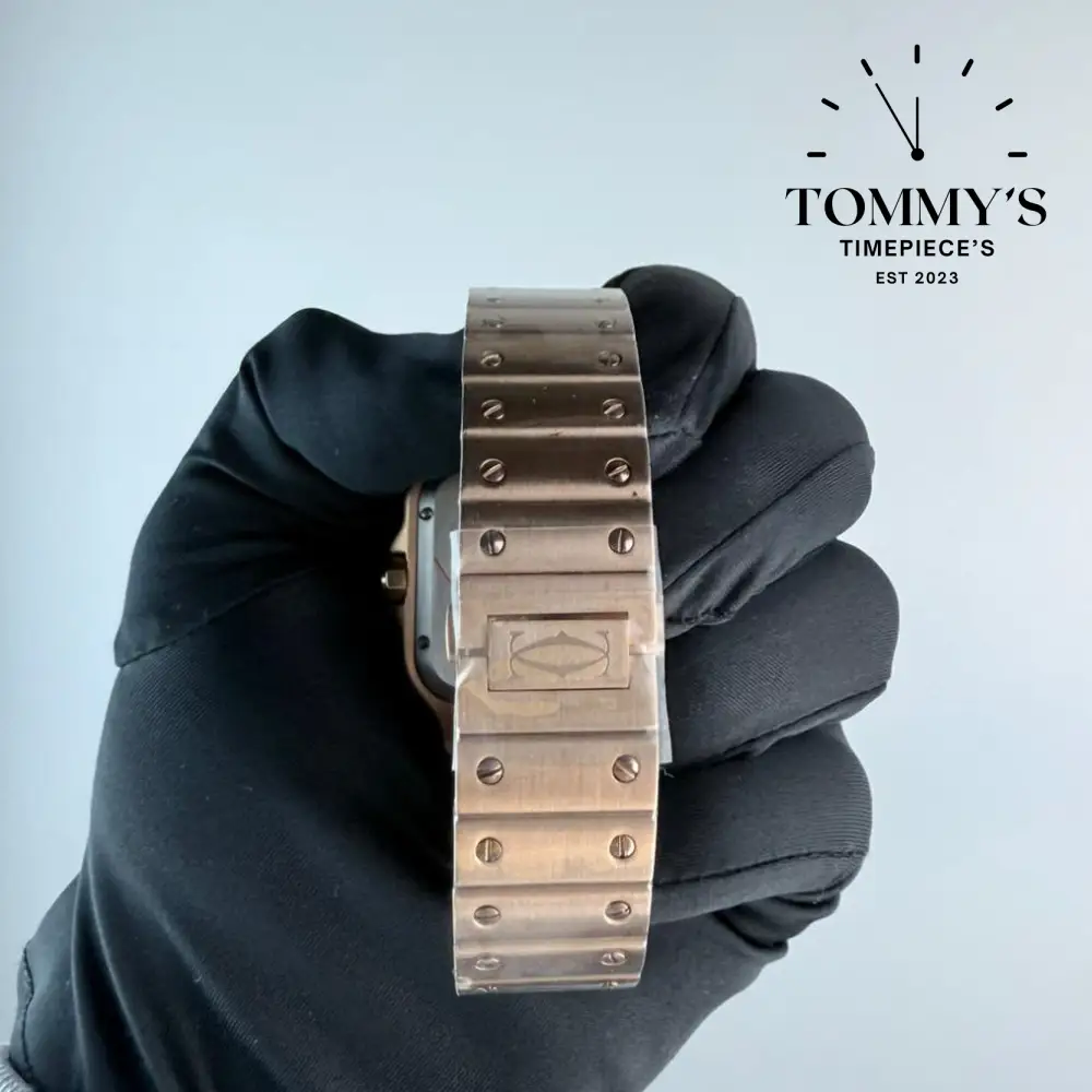 AAA+ Santos (Large Model), 39.8mm White Dial- Rose Gold (Diamond-Set Bezel) - Image 3