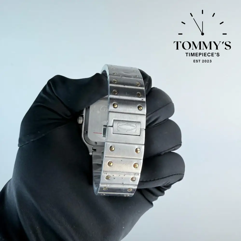 AAA+ Santos (Large Model), 39.8mm White Dial- Stainless Steel Bracelet (Yellow Gold Bezel) - Image 4