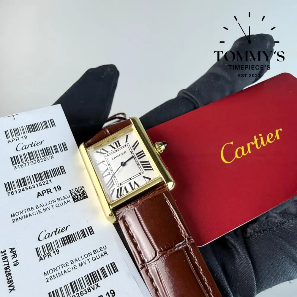 AAA+ Tank Louis (Medium) White Dial-Brown Leather Strap - Image 2