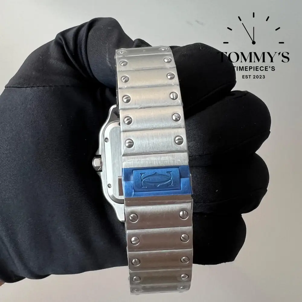 AAA+ Santos, 39.8mm White Dial-Solid Stainless Steel Bracelet (Silver Bezel) - Image 3