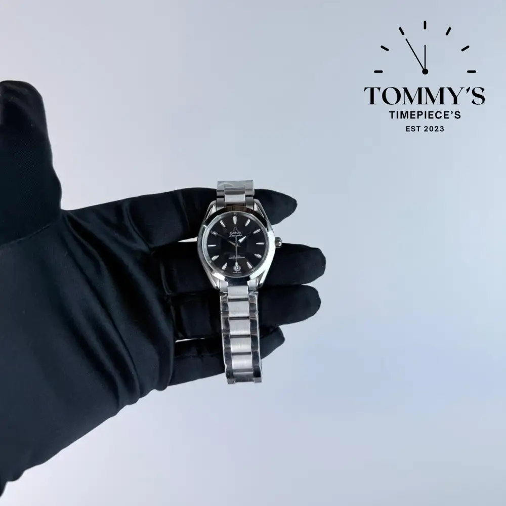 AAA+ Ladies Seamaster Aqua Terra 150M Co-Axial Master Chronometer, 34mm Black Dial-Stainless Steele Bracelet (Silver Bezel