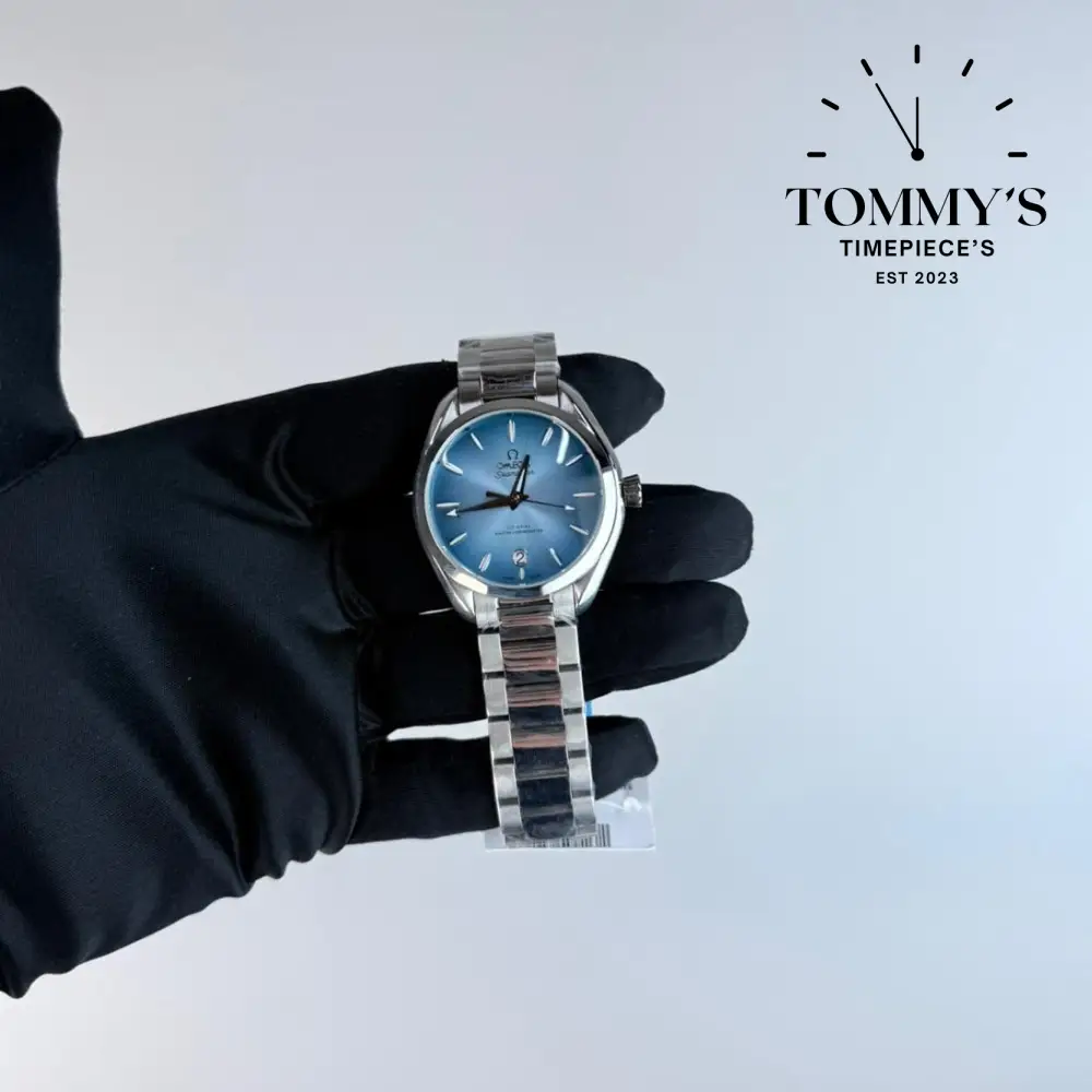 AAA+ Ladies Seamaster Aqua Terra 150M Co-Axial Master Chronometer, 38mm Summer Blue Dial-Stainless Steel Bracelet (Silver Bezel)