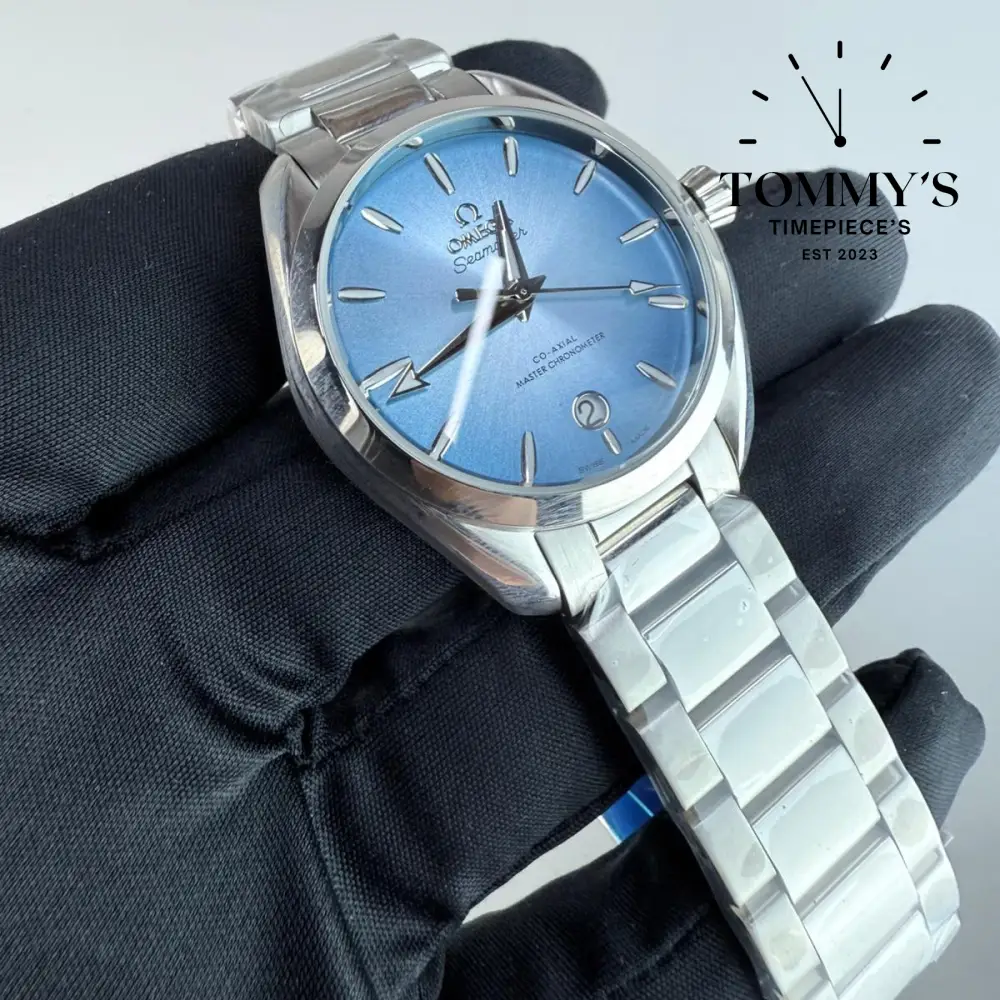 AAA+ Ladies Seamaster Aqua Terra 150M Co-Axial Master Chronometer, 38mm Summer Blue Dial-Stainless Steel Bracelet (Silver Bezel) - Image 2