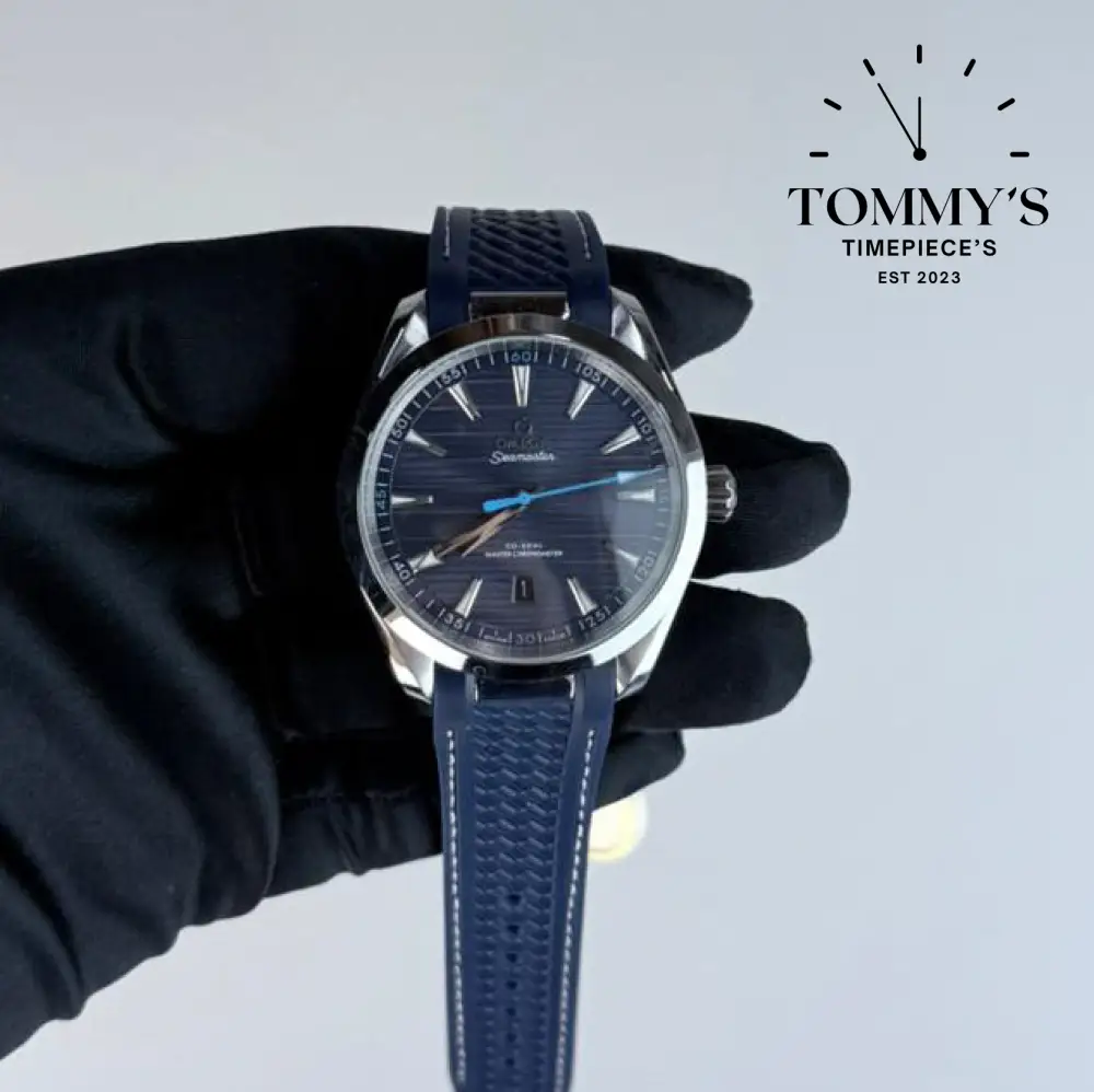 AAA+ Seamaster Aqua Terra 150M Co-Axial Master Chronometer, 41mm Blue Dial- Blue Rubber Strap
