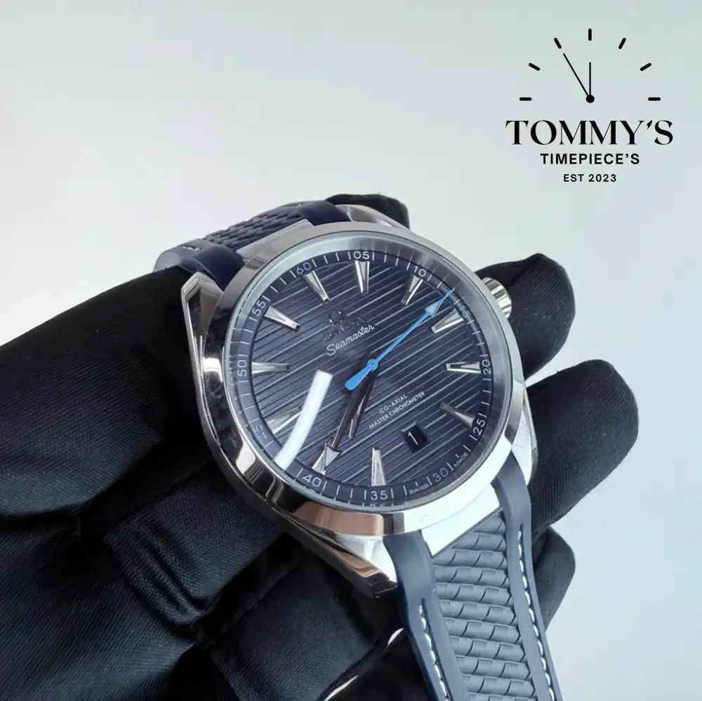 AAA+ Seamaster Aqua Terra 150M Co-Axial Master Chronometer, 41mm Blue Dial- Blue Rubber Strap - Image 2