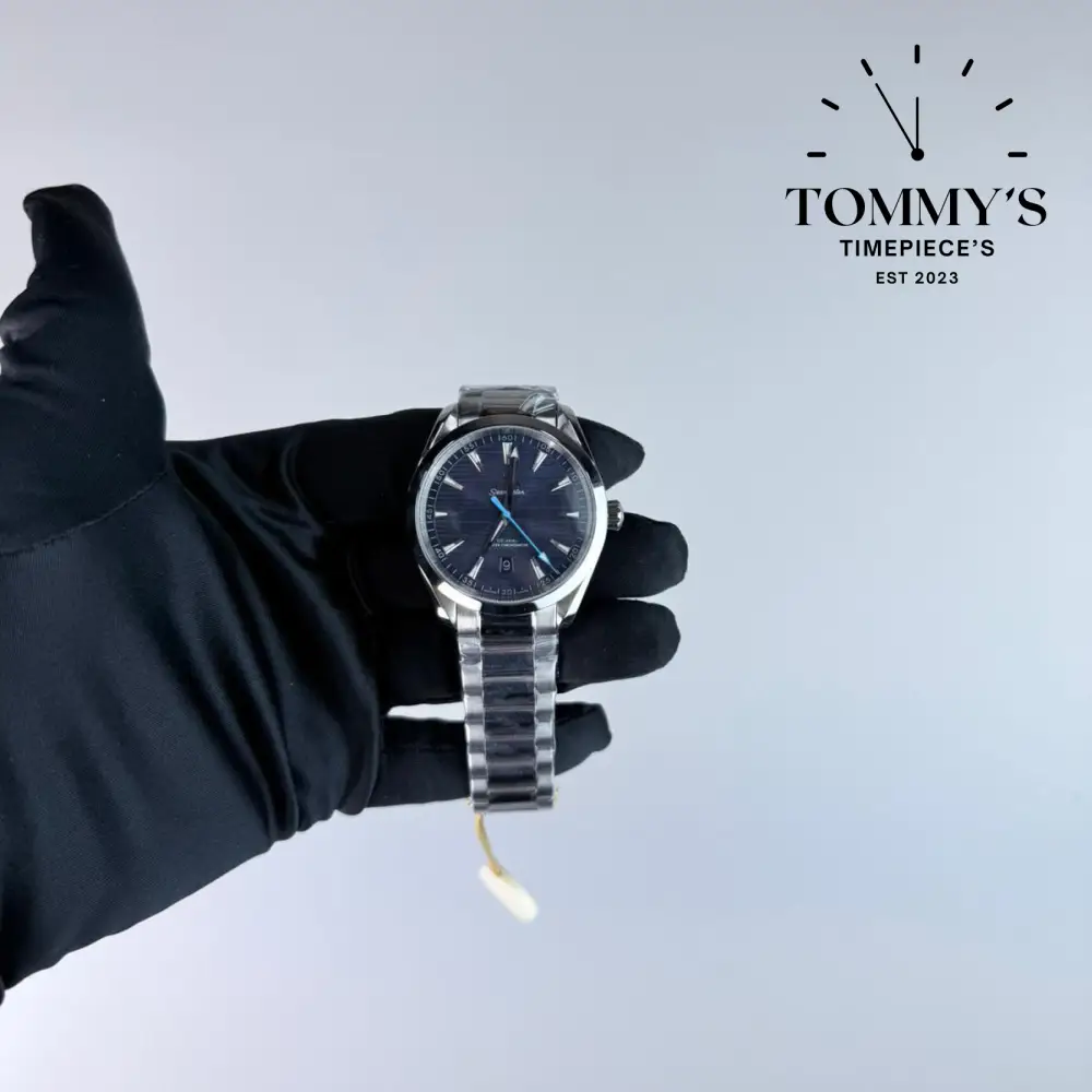AAA+ Seamaster Aqua Terra 150M Co-Axial Master Chronometer, 41mm Blue "Teak" Pattern Dial-Stainless Steel Bracelet (Silver Bezel)