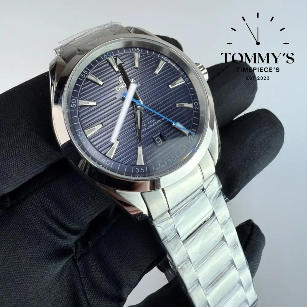 AAA+ Seamaster Aqua Terra 150M Co-Axial Master Chronometer, 41mm Blue "Teak" Pattern Dial-Stainless Steel Bracelet (Silver Bezel) - Image 2