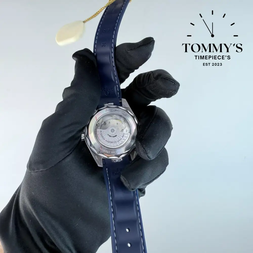 AAA+ Seamaster Aqua Terra 150M Co-Axial Master Chronometer, 41mm Grey "Teak" Dial-Blue Rubber Strap (Silver Bezel) - Image 3