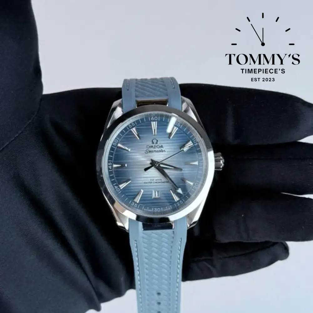 AAA+ Seamaster Aqua Terra 150M Co-Axial Master Chronometer, 41mm Summer Blue Gradient Dial-Light Blue Rubber Strap