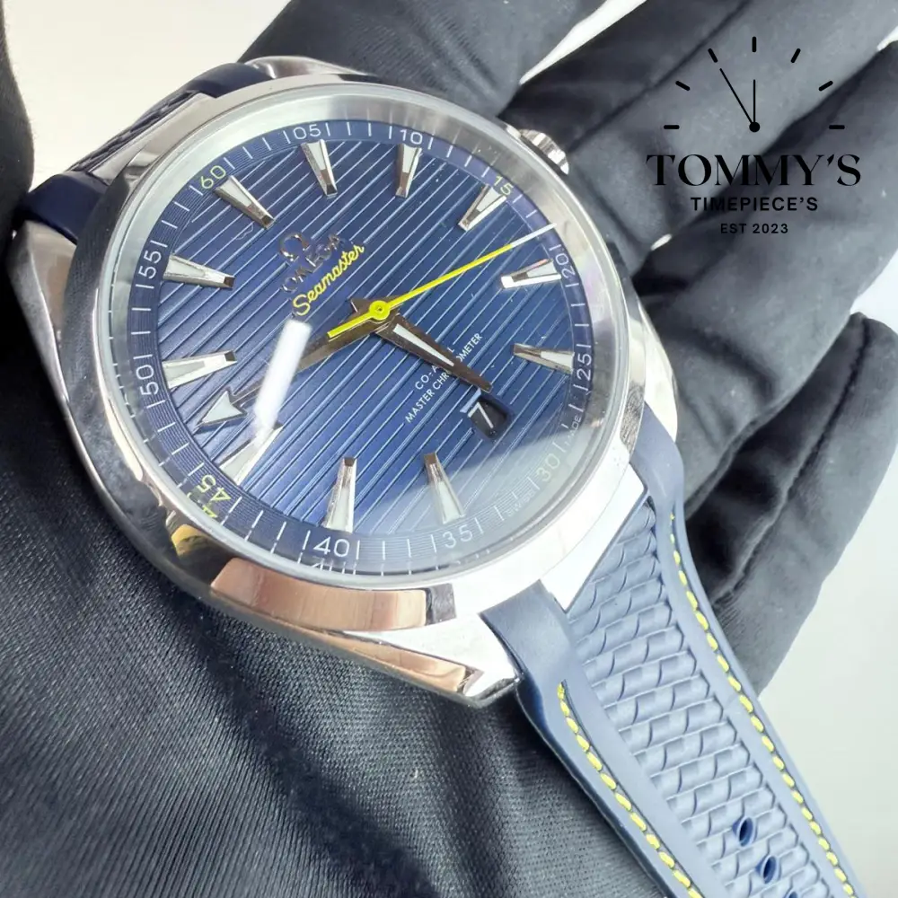 AAA+ Seamaster Aqua Terra 150M Co-Axial Master Chronometer, 43mm Blue Dial-Rubber Strap (Silver Bezel) - Image 2