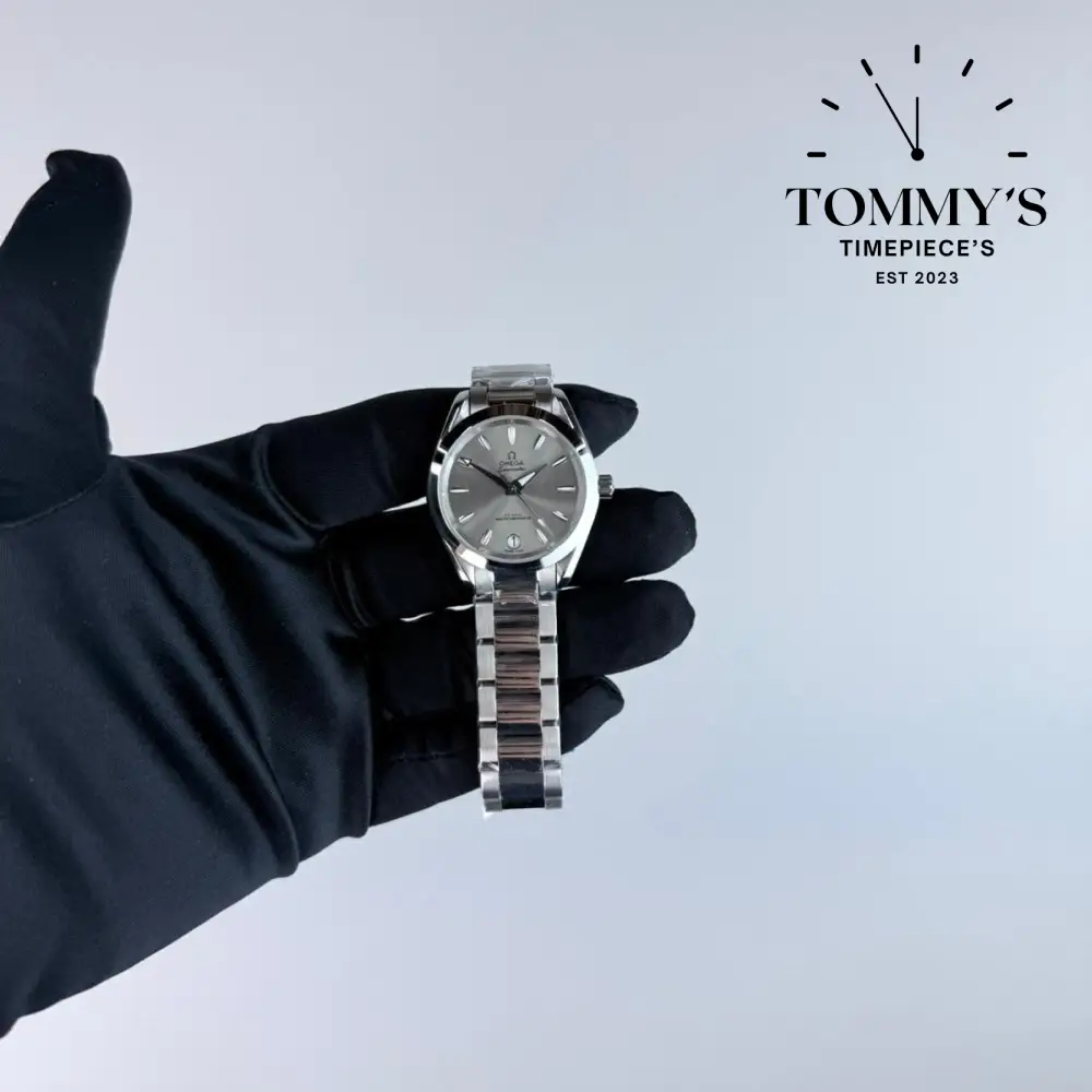 AAA+ Ladies Seamaster Aqua Terra Co-Axial Master Chronometer, 34mm Sandstone Dial-Stainless Steel Bracelet (Silver Bezel)