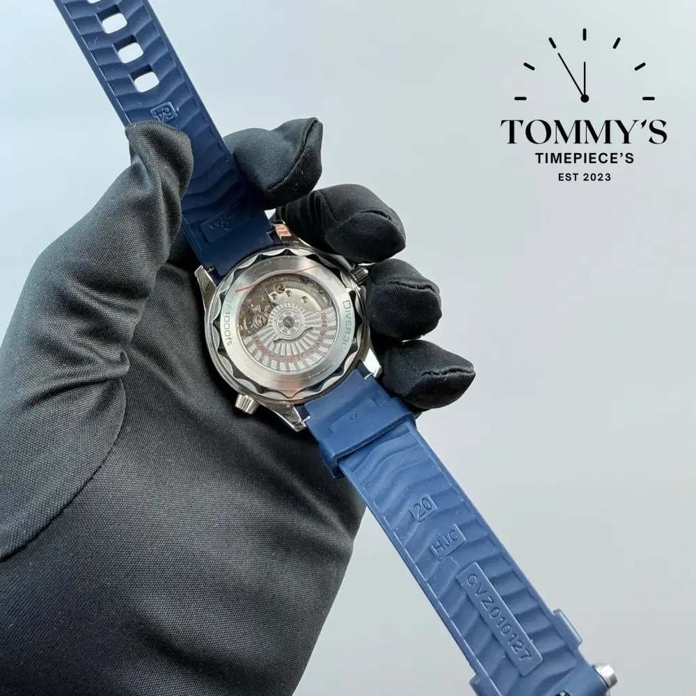 AAA+ Seamaster Diver 300M, 42mm Blue Dial- Blue Rubber Strap (Black Ceramic Bezel) - Image 4