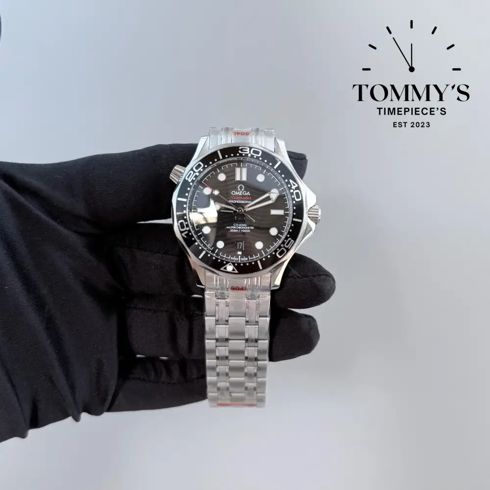 AAA+ Seamaster Diver 300M, 42mm Black Dial-Solid Stainless Steel Bracelet (Ceramic Bezel)