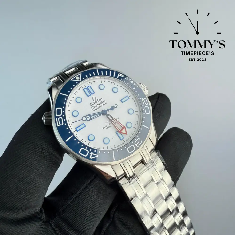 AAA+ Seamaster Diver 300M America's Cup Edition, 42mm White Dial-Steel Bracelet (Blue Ceramic Bezel) - Image 2