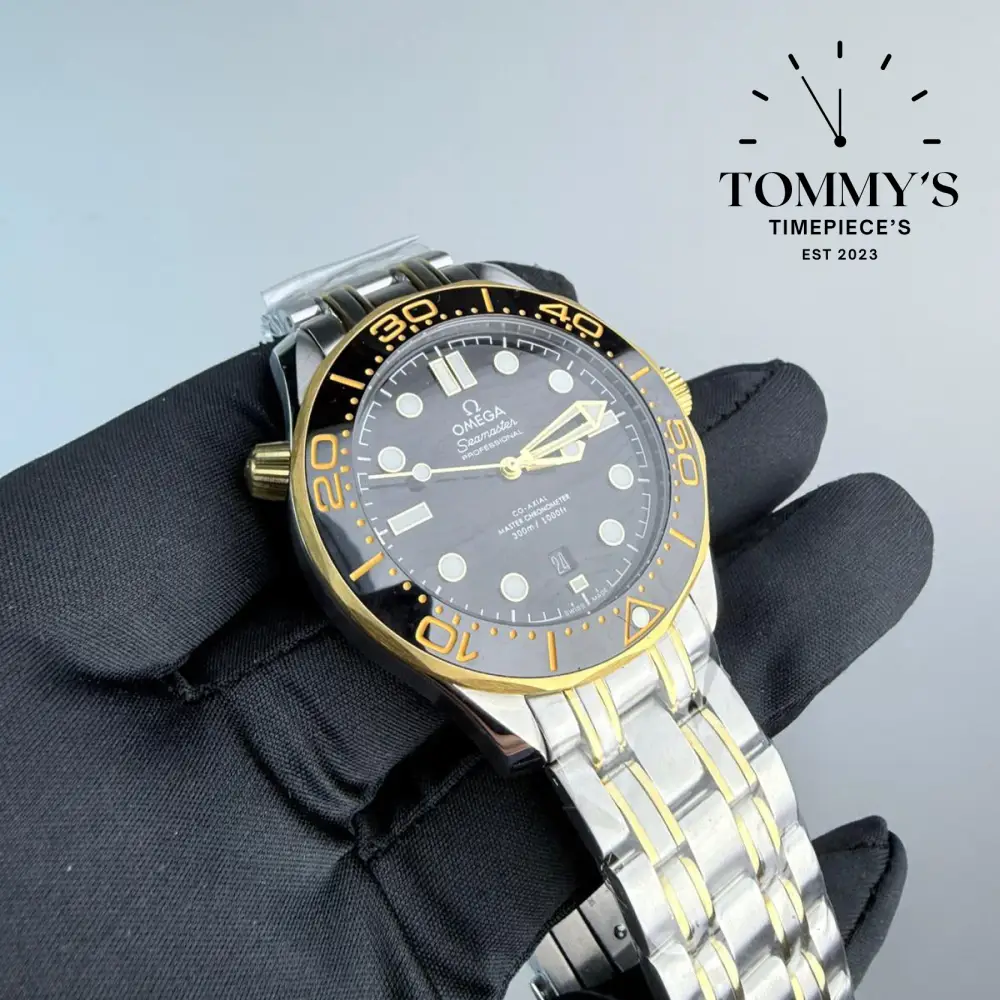 AAA+  Seamaster Diver 300M Co-Axial Master Chronometer, 42mm Black Ceramic Yellow Gold Steel - Image 2
