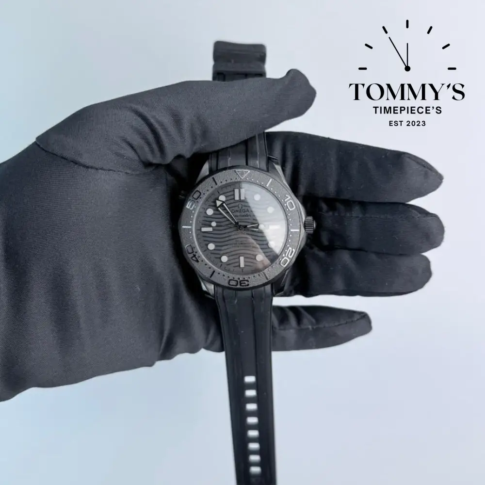 AAA+ Seamaster Diver 300M Co-Axial Master Chronometer, 42mm Black Dial-Rubber Strap ( Black Ceramic Bezel)