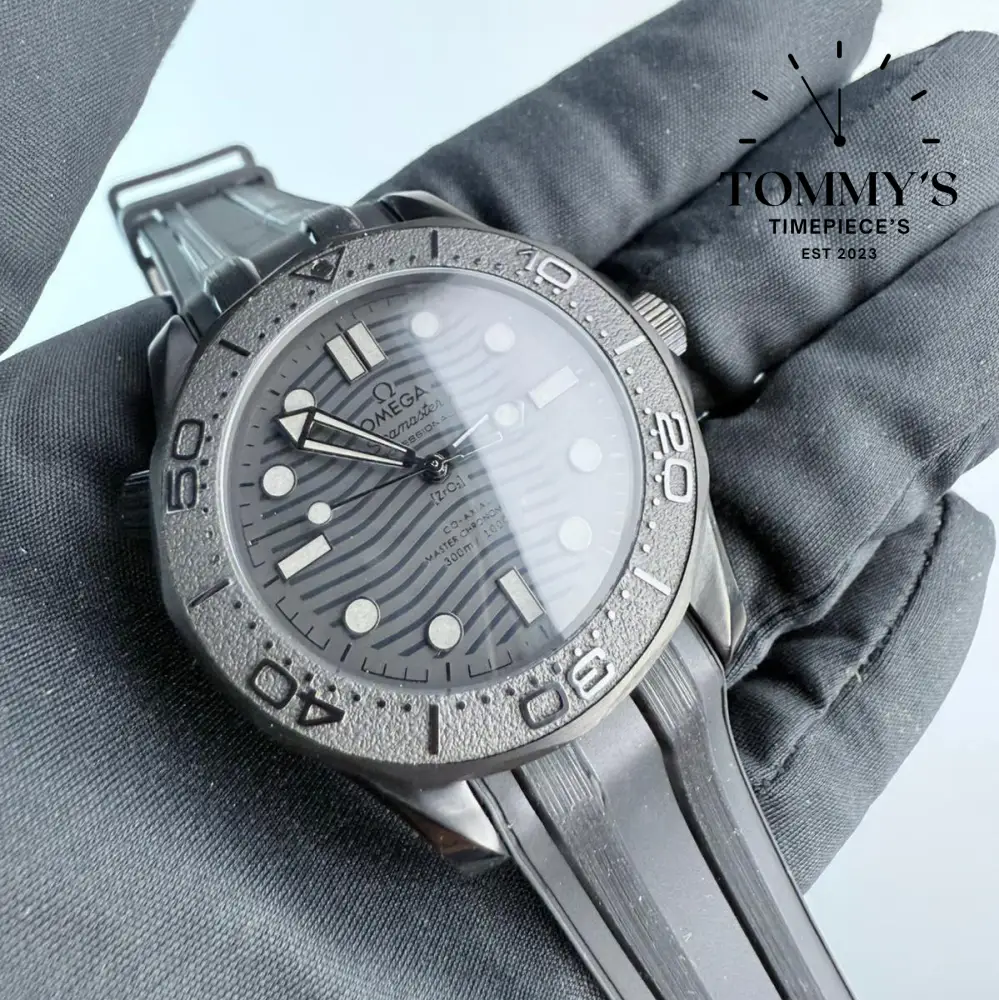 AAA+ Seamaster Diver 300M Co-Axial Master Chronometer, 42mm Black Dial-Rubber Strap ( Black Ceramic Bezel) - Image 2
