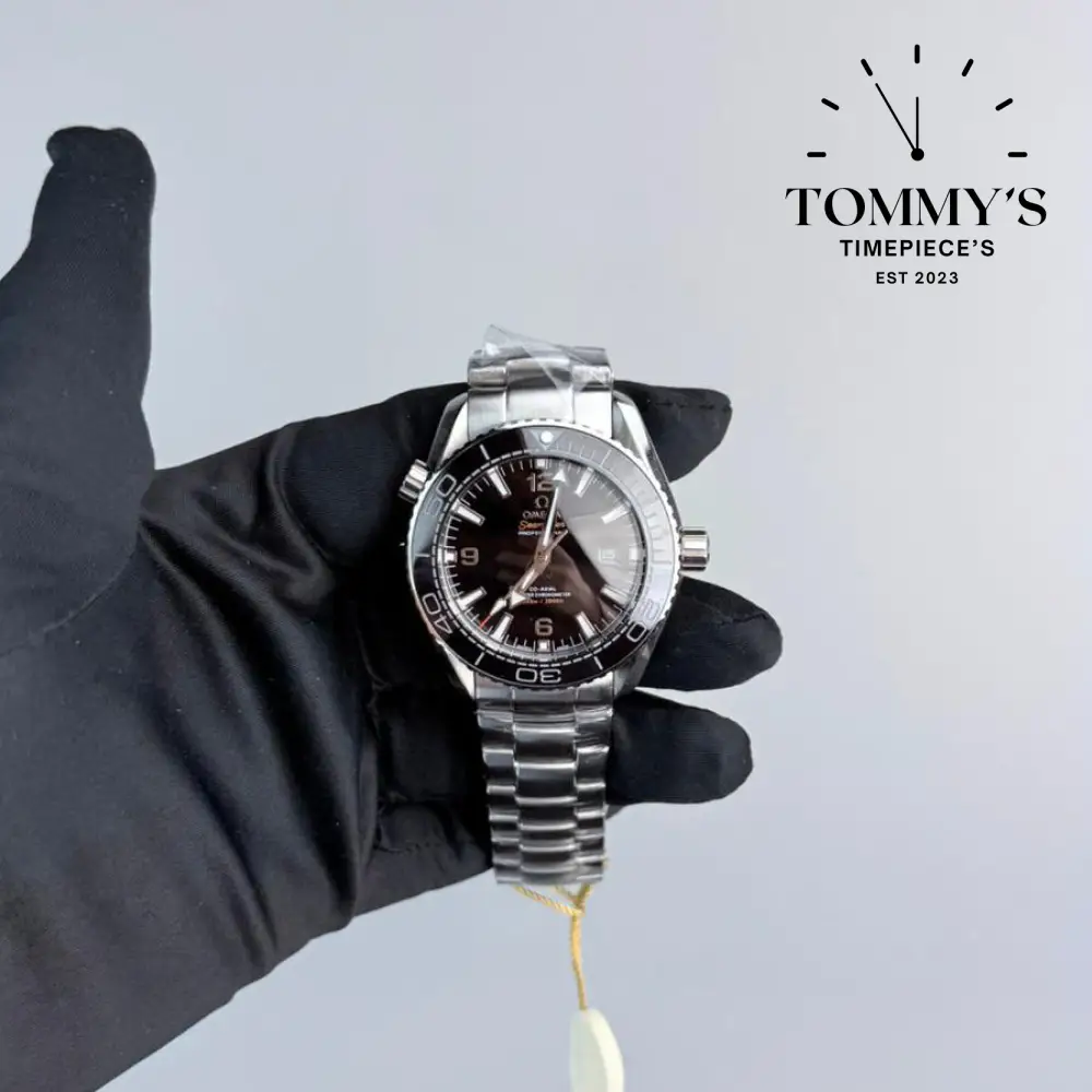 AAA+ Seamaster Planet Ocean 600M Co-Axial Master Chronometer, 42mm Black Dial-Steel Bracelet (Black Bezel)