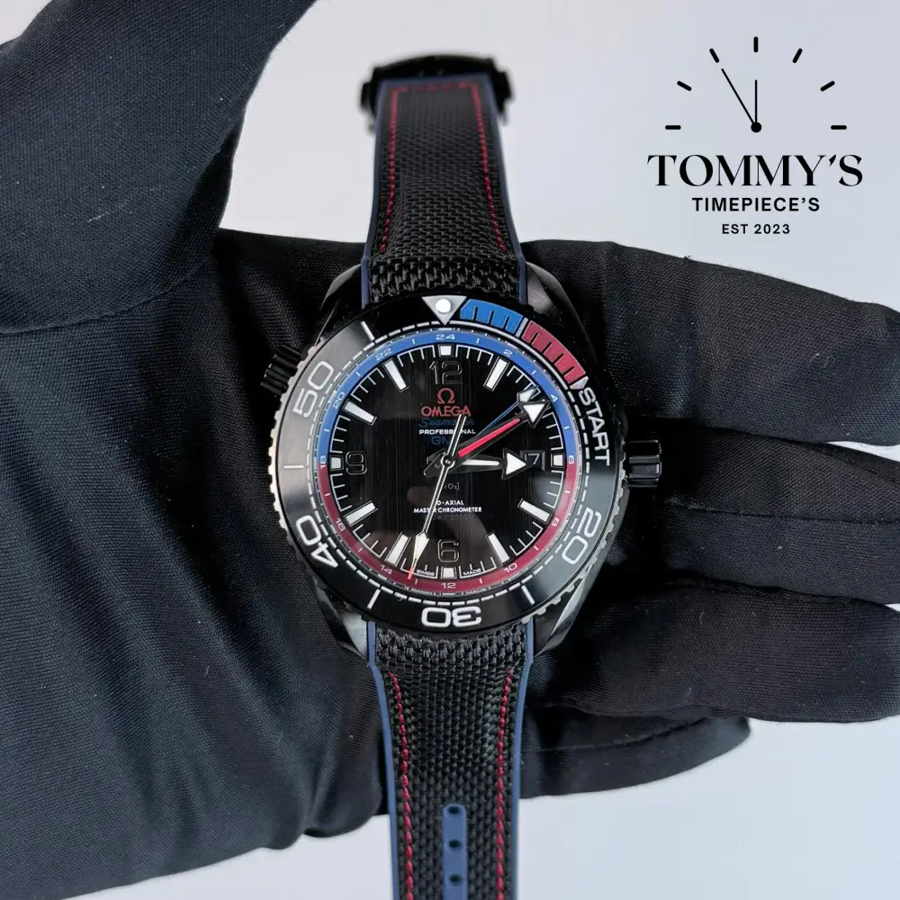 AAA+ Seamaster Planet Ocean 600M Co-Axial Master Chronometer GMT "ETNZ" Deep Black, 45.5mm Black Dial