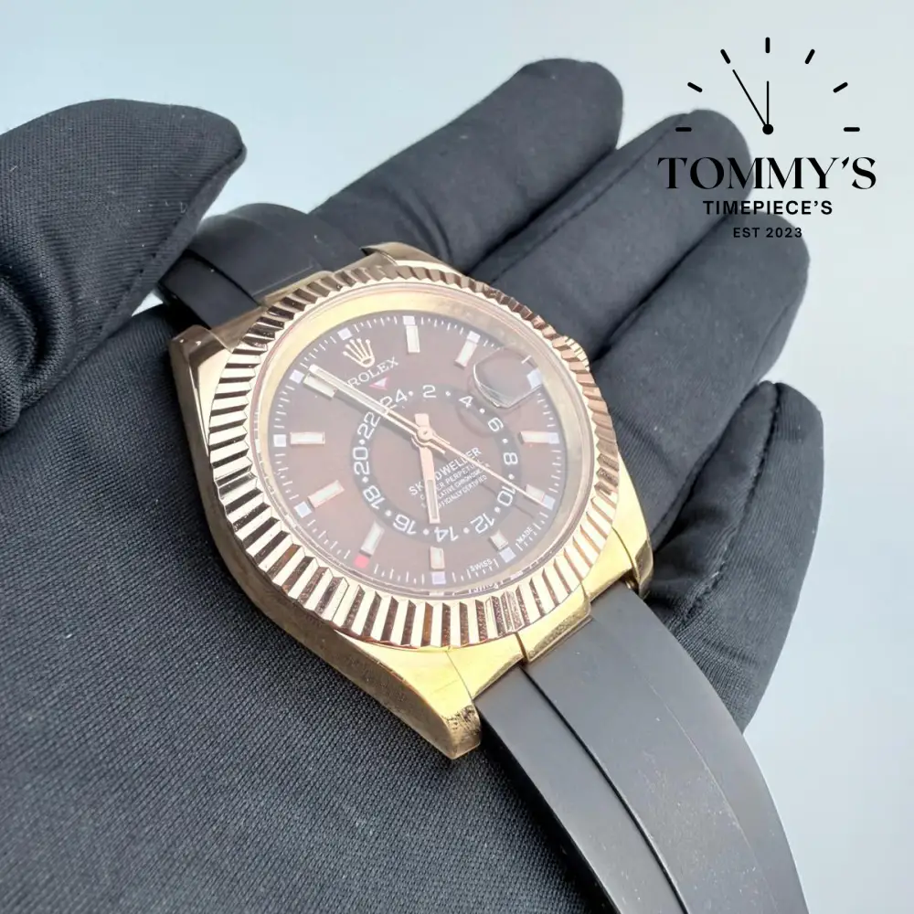 AAA+ Sky Dweller, (326235) 42mm Chocolate Dial- Oysterflex Rubber Strap (Fluted Bezel) - Image 2
