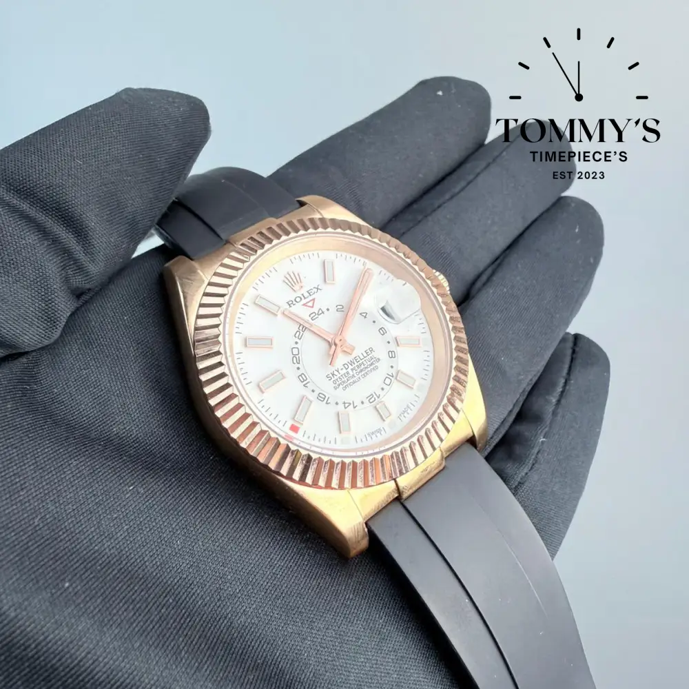 AAA+ Sky Dweller, (326235) 42mm White Dial- Oysterflex Rubber Strap (Fluted Bezel) - Image 2
