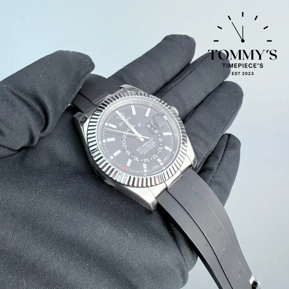 AAA+ Sky Dweller, (336239) 42mm Black Dial- Oysterflex Rubber Strap (Fluted Bezel) - Image 2