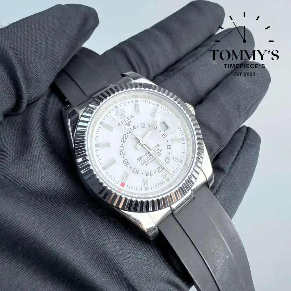 AAA+ Sky Dweller, (336239) 42mm White Dial- Oysterflex Rubber Strap (Fluted Bezel) - Image 2