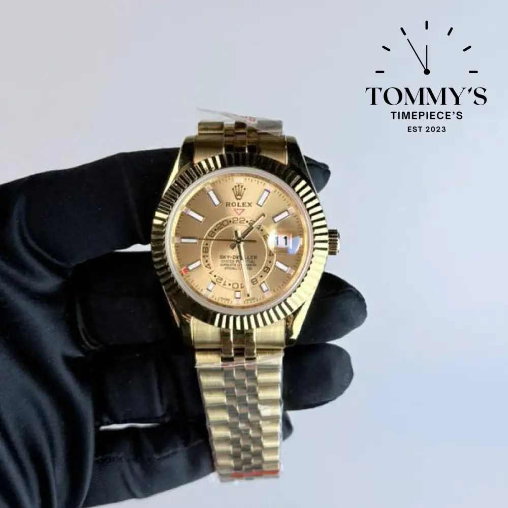 AAA+ Skydweller (326934) 42mm Champagne Dial- Jubilee Bracelet (Fluted Bezel)