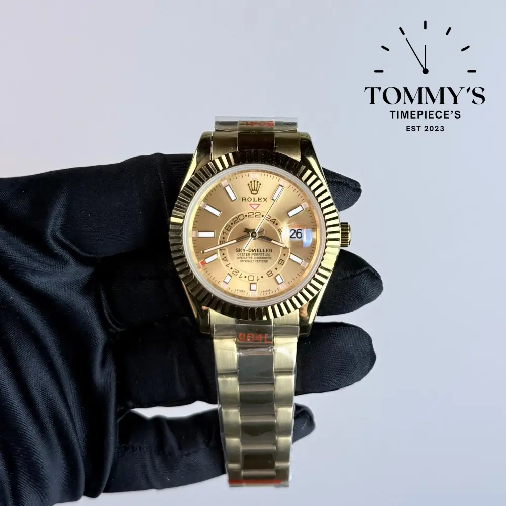 AAA+ Skydweller (326934) 42mm Champagne Dial- Oyster Bracelet (Fluted Bezel)