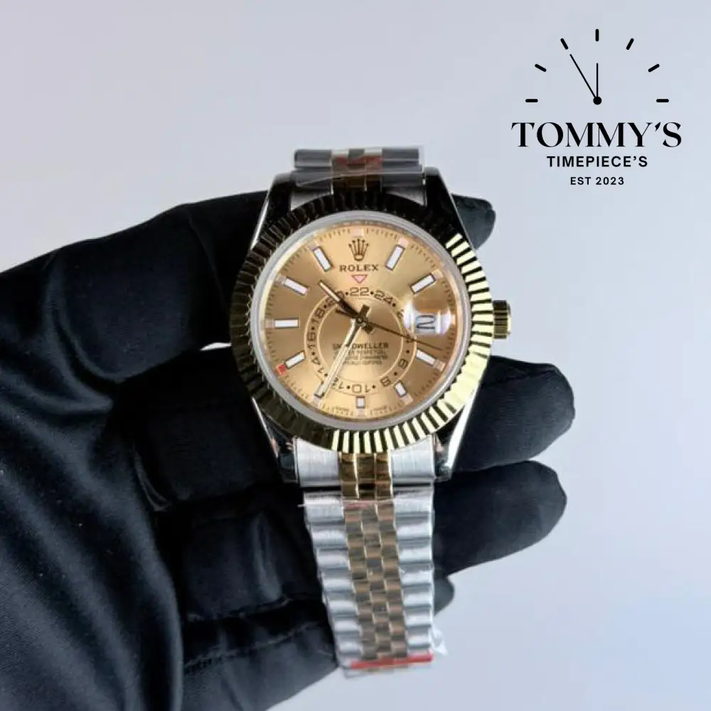 AAA+ Skydweller (336933) 42mm Champagne Dial- Jubilee Bracelet (Fluted Bezel)