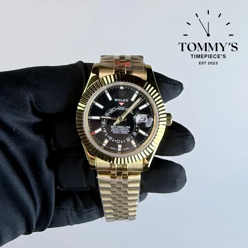 AAA+ Skydweller (336938-0005) 42mm Black Dial- Jubilee Bracelet (Fluted Bezel)