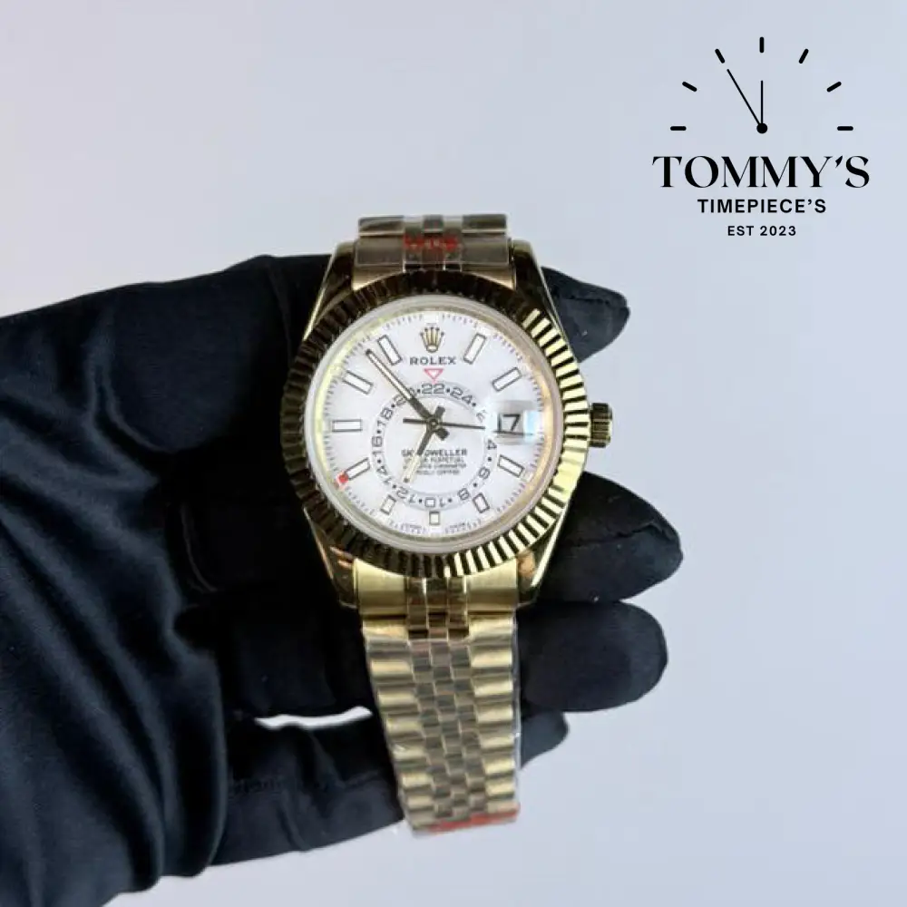 AAA+ Skydweller (M336938-0006) 42mm White Dial- Jubilee Bracelet (Fluted Bezel)