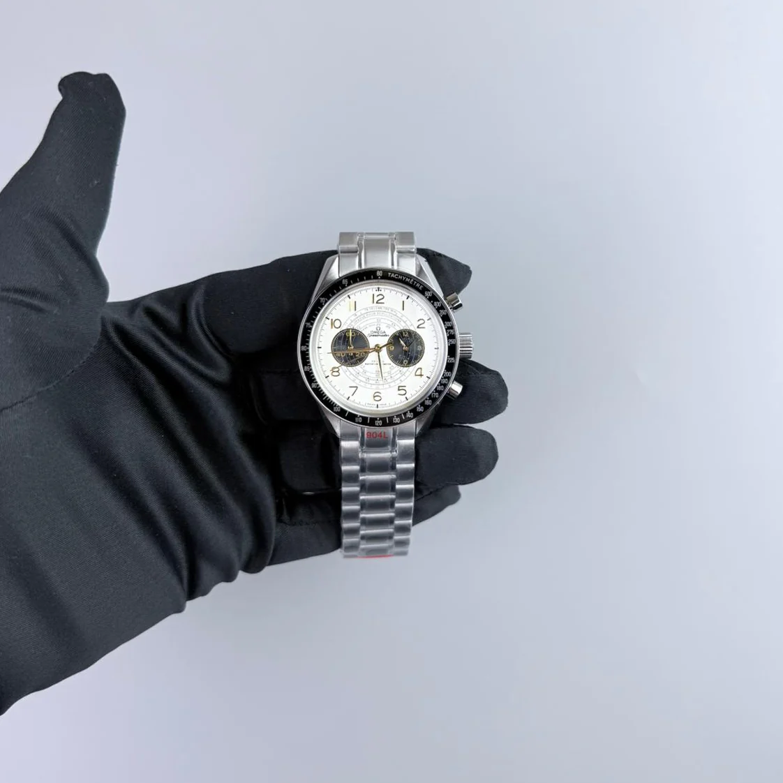 AAA+ Speedmaster Chronoscope Paris 2024, 43mm White Dial-Stainless Steel Bracelet (Black Bezel)