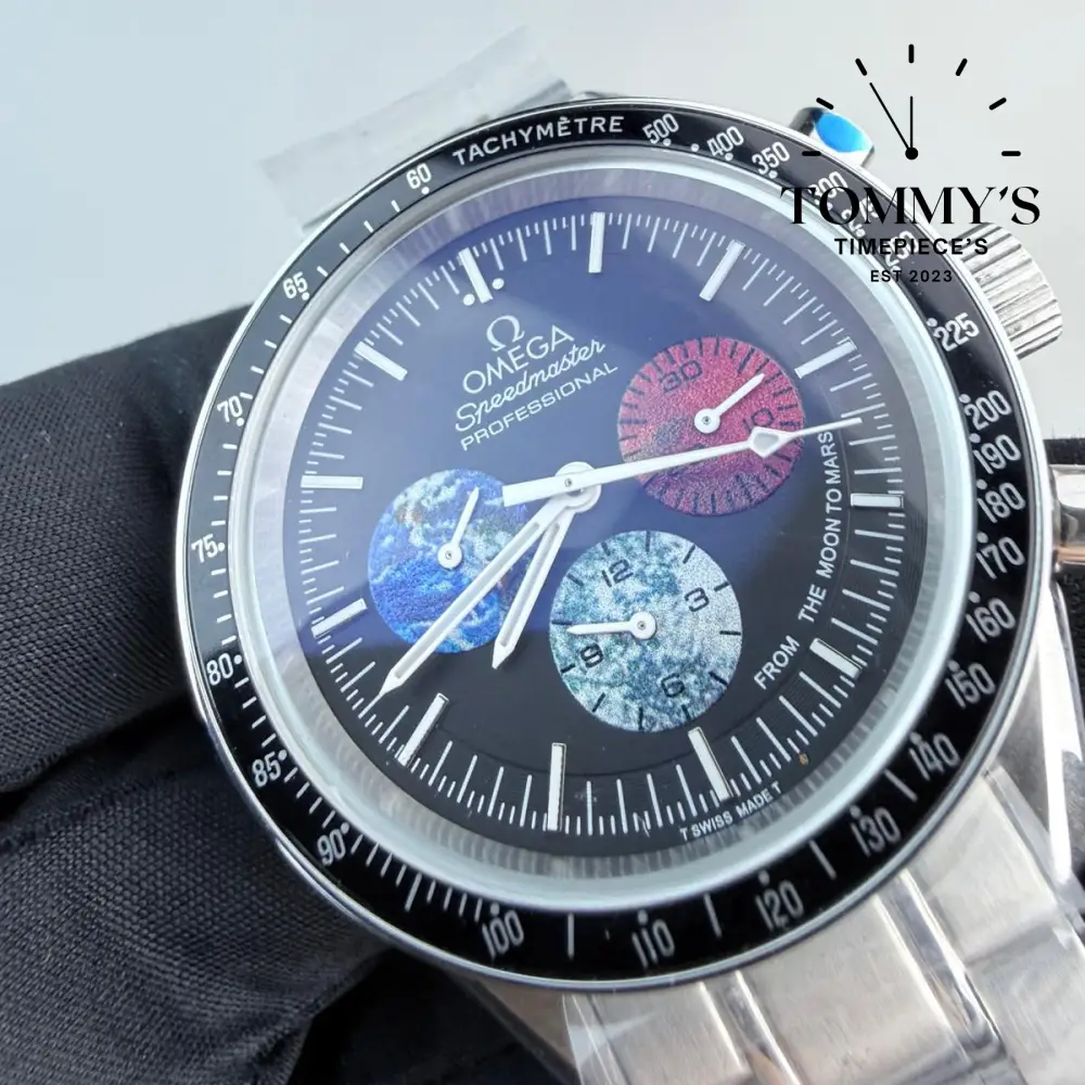 AAA+ Speedmaster Professional "From the Moon to Mars" Limited Edition, 42mm Black Dial-Stainless Steel Bracelet (Black Bezel) - Image 2