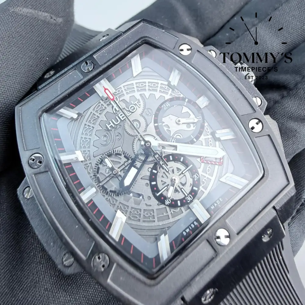 AAA+ Spirit of Big Bang Black Magic, 42mm Skeletonized Dial-Rubber Strap (Black Bezel) - Image 2