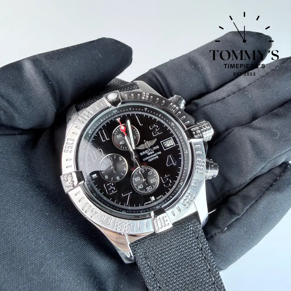 AAA+ Super Avenger II Chronograph, 48mm Black Dial- Leather Strap - Image 2