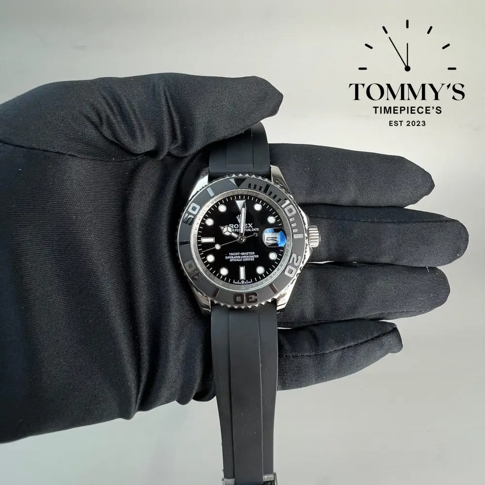 AAA+ Yacht-Master, (226659) 42mm Black Dial-Rubber Strap (Black Ceramic)