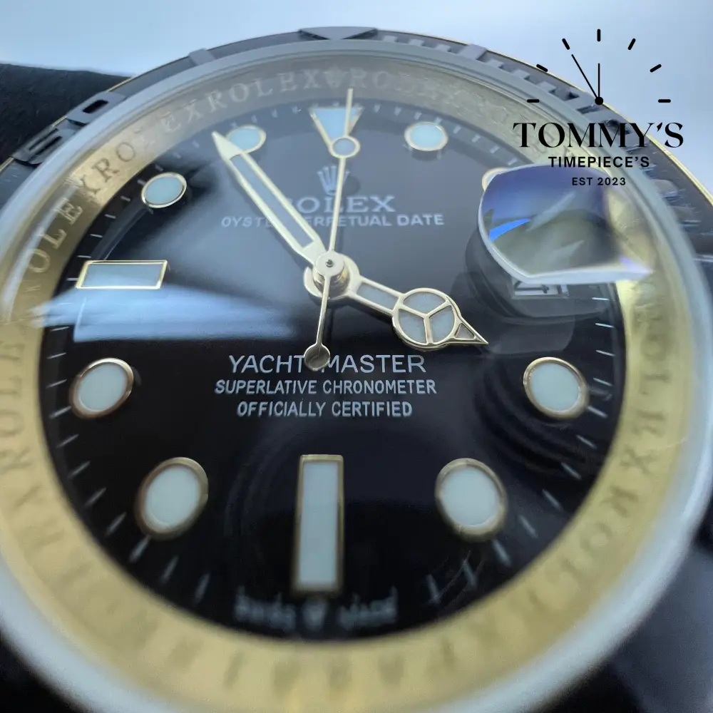 AAA+ Yacht-Master, (226658) 42mm Black Dial-Rubber Strap (Black Gold Bezel) - Image 2
