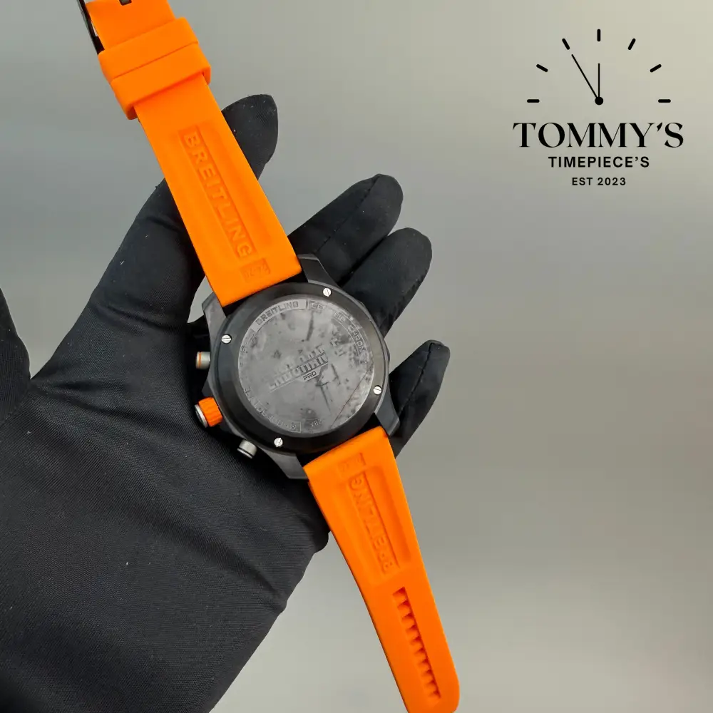 Clone Endurance Pro, 44mm Black Dial-Orange Rubber Strap (Black Bezel) - Image 3