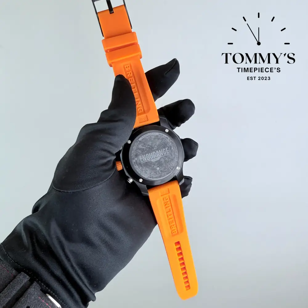 Clone Endurance Pro, 44mm Black Dial-Orange Rubber Strap (Black Bezel) - Image 4