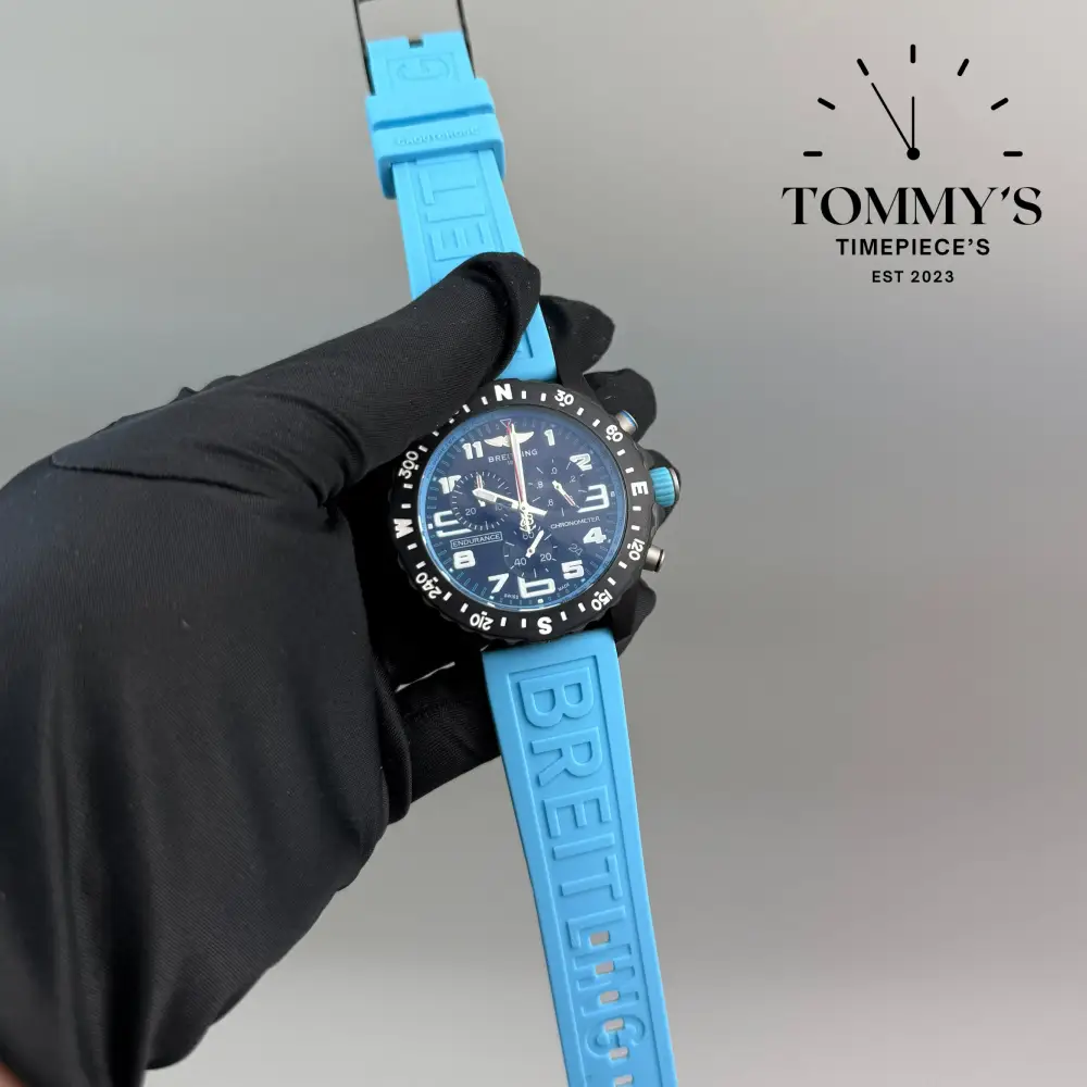 Clone Endurance Pro, 44mm Black Dial-Baby Blue Rubber Strap (Black Bezel) - Image 3