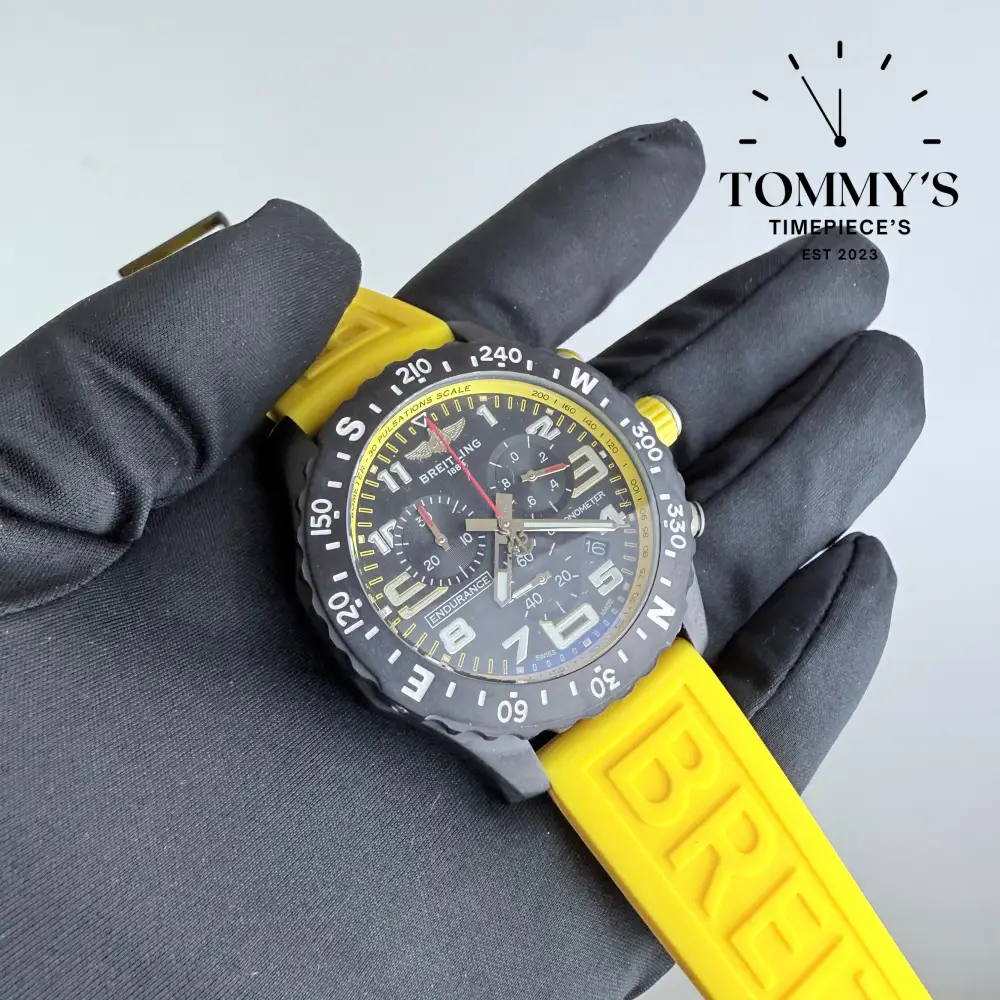 Clone Endurance Pro, 44mm Black Dial-Yellow Rubber Strap (Black Bezel) - Image 2
